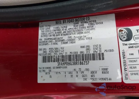 2011 Ford Fusion Se z USA, uszkodzony, nr VIN 3FAHP0HG3BR186237